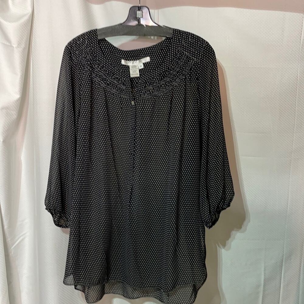 Max studio 2x black white polka dot airy top sheer nwot polyester washable